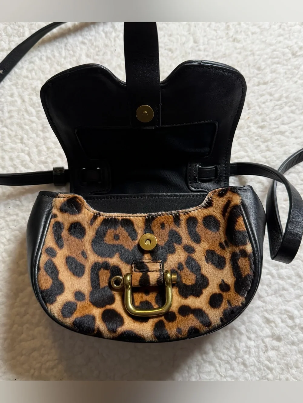 J. Crew Leopard Print Crossbody with Black Trim